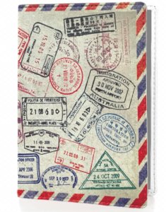 Protege Passeport Pour Les Voyageurs Reguliers Et Protection Rfid rempli de tampons de plein de pays avec bordure bleue et rouge