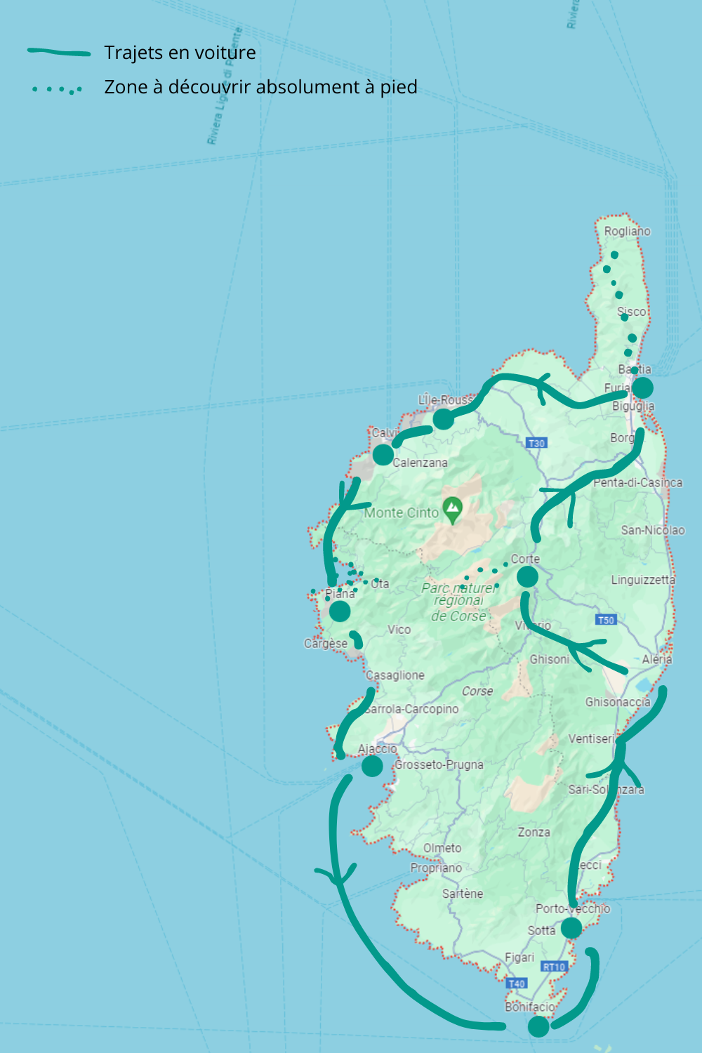 Carte De La Corse En Voiture