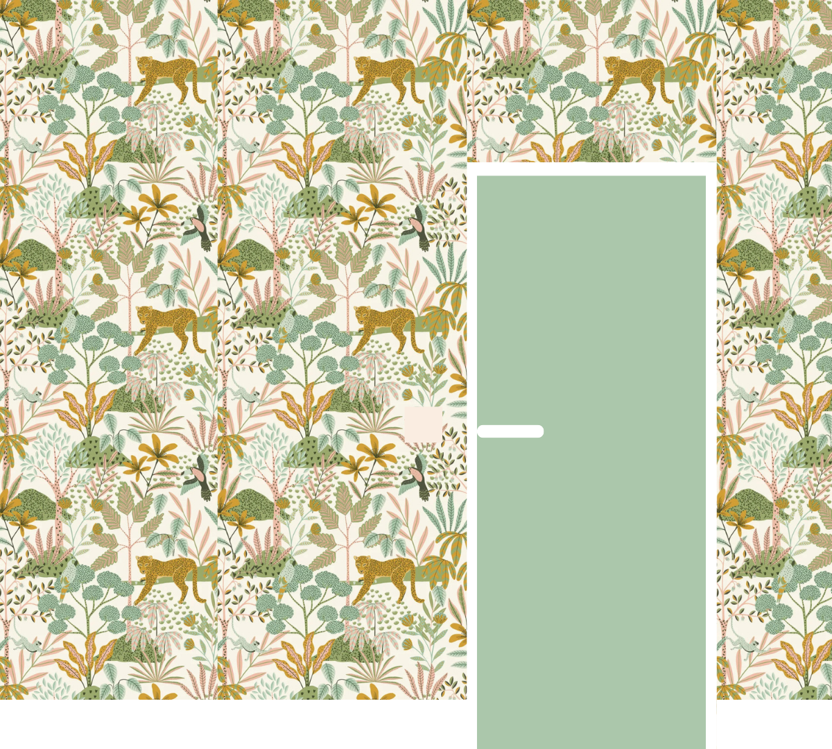 Contour De Porte Blanc Et Papier Peint