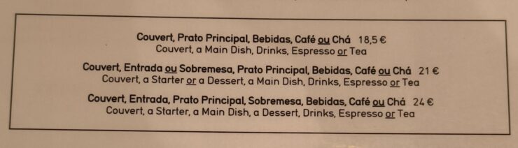 Couverts Dans Le Menu Portugal