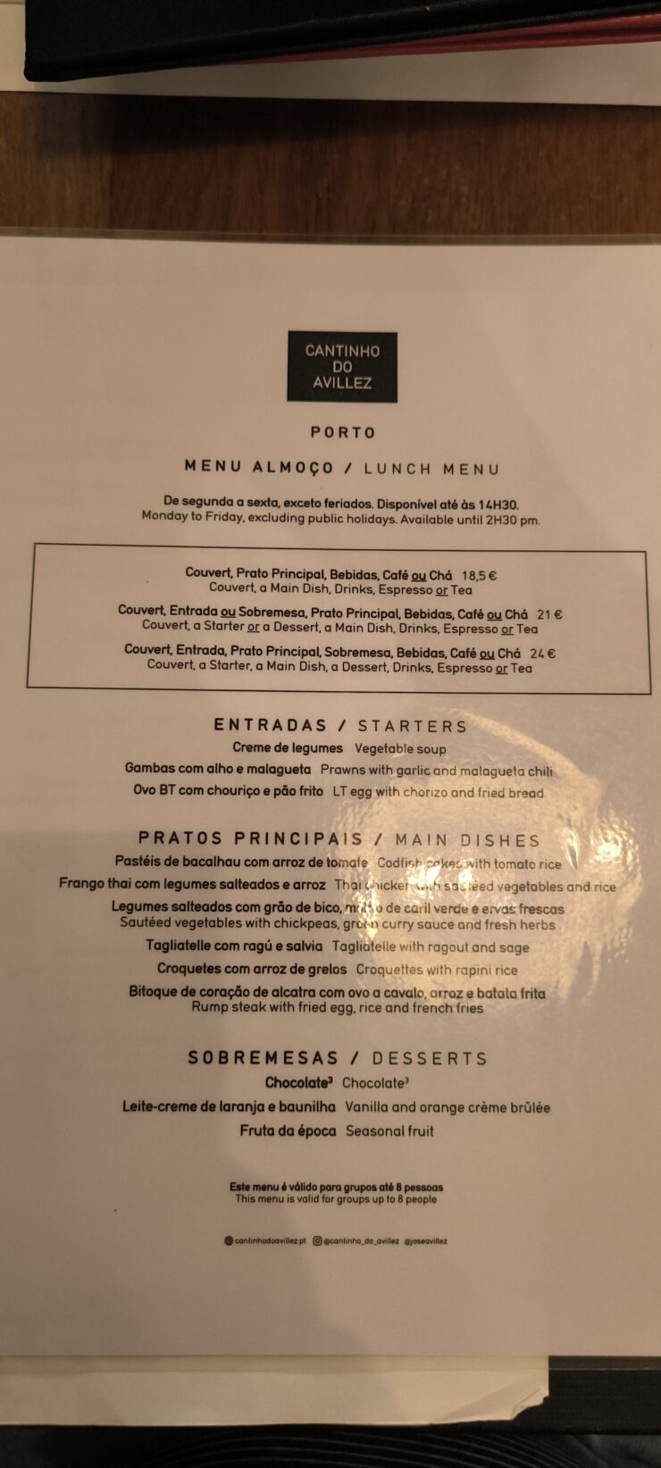 Menu De La Semaine Cantinho