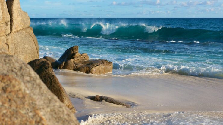 Cote Avec Granit Aux Seychelles
